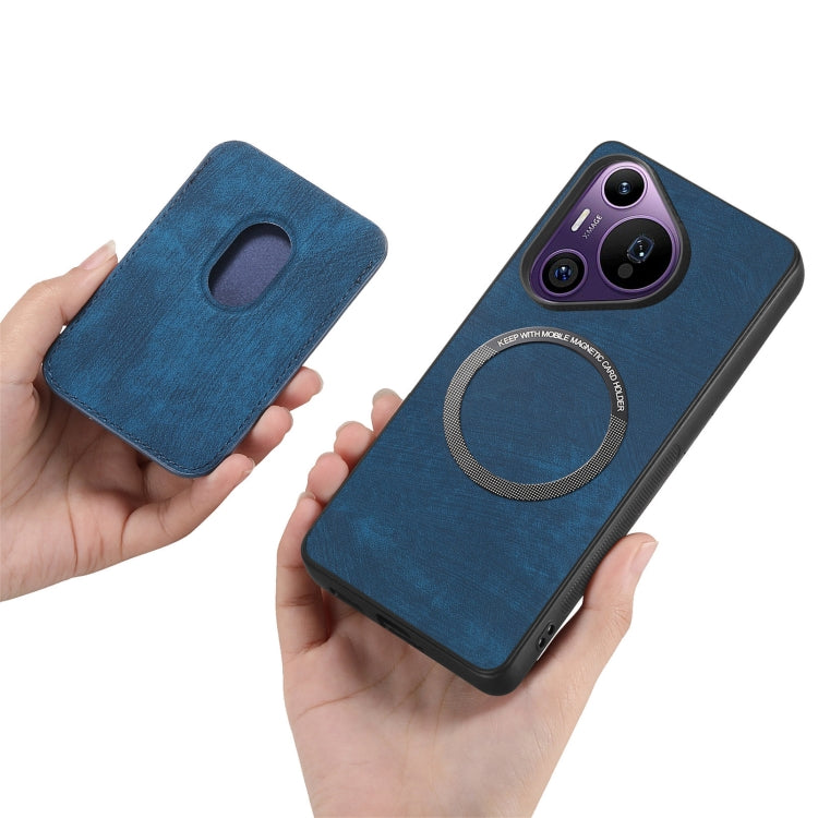 For Huawei Pura 70 Pro Retro Leather Card Bag Magnetic Phone Case(Blue)