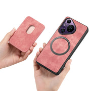 For Huawei Pura 70 Pro+ Retro Leather Card Bag Magnetic Phone Case(Pink)