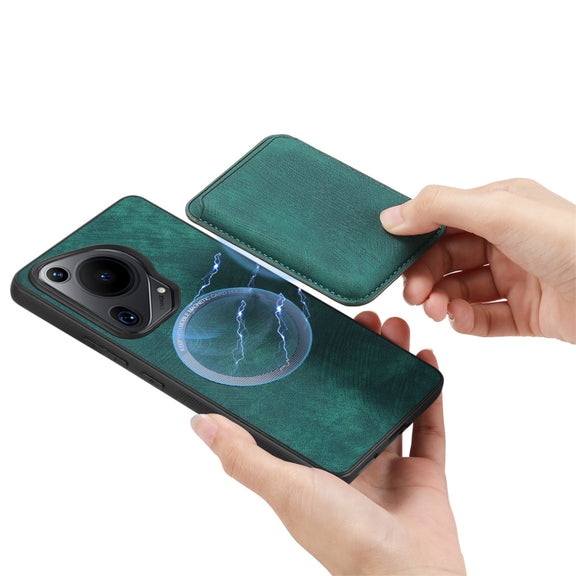 For Huawei Pura 70 Ultra Retro Leather Card Bag Magnetic Phone Case(Green)