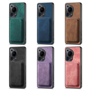 For Huawei Pura 70 Ultra Retro Leather Card Bag Magnetic Phone Case(Blue)