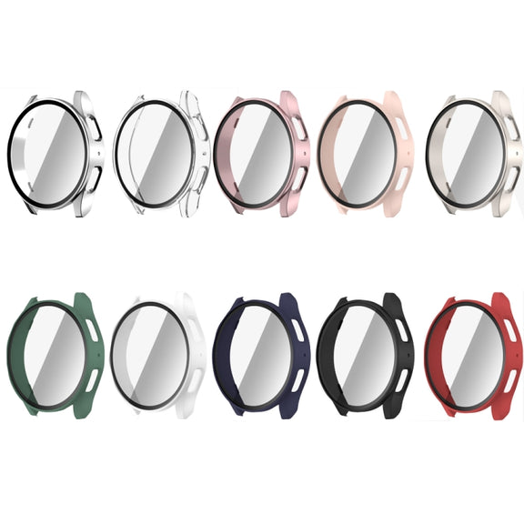 For Samsun Galaxy Watch 7 40mm PC + Tempered Film Integrated Watch Protective Case(Sliver)