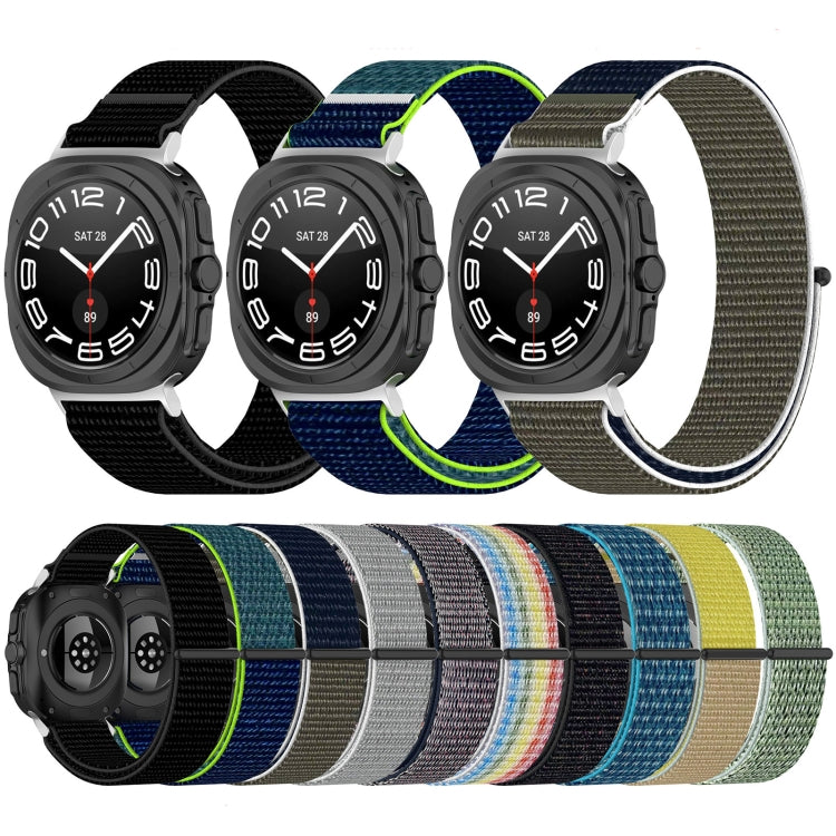 For Samsung Galaxy Watch Ultra 47mm Loop Nylon Hook and Loop Fastener Watch Band(Lime)