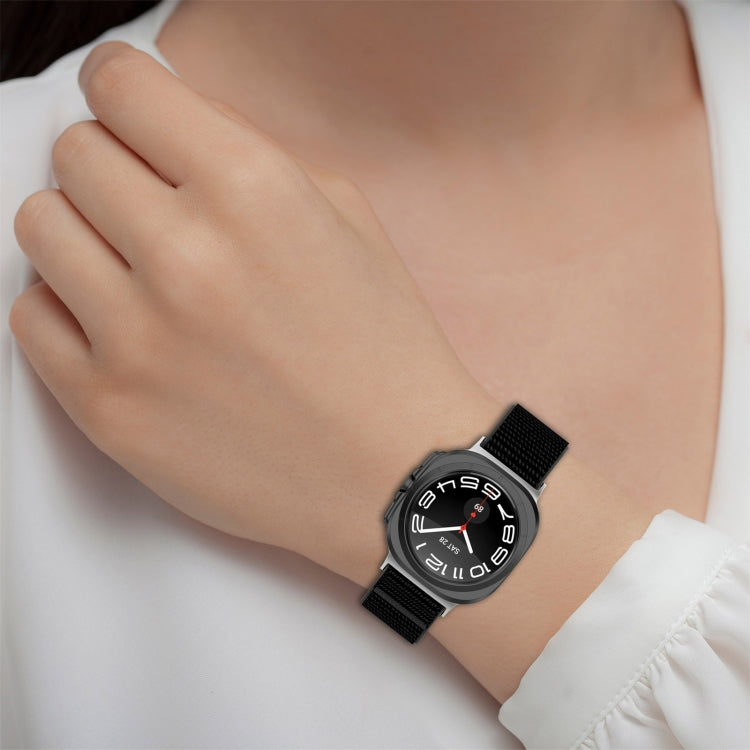 For Samsung Galaxy Watch Ultra 47mm Loop Nylon Hook and Loop Fastener Watch Band(Black)