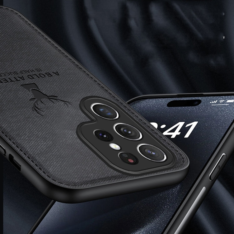 For Samsung Galaxy S25 Ultra 5G Deer Head Cloth Skin All-inclusive Phone Case(Black)
