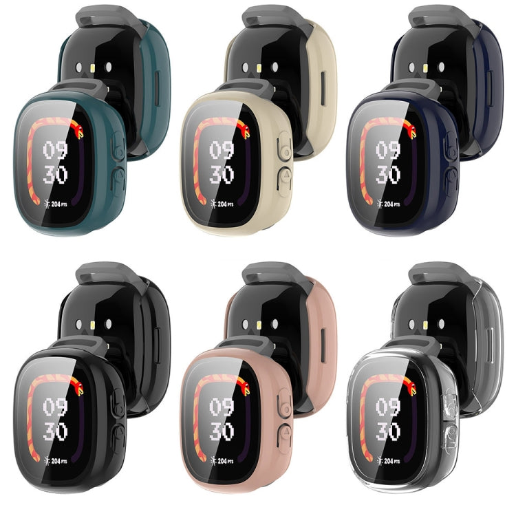 For Fitbit Ace LTE  PC + Tempered Glass Film Integrated Watch Protective Case(Pine Green)
