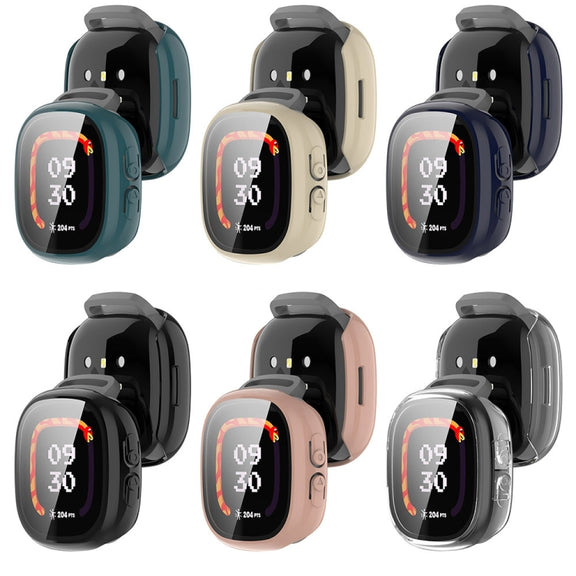 For Fitbit Ace LTE  PC + Tempered Glass Film Integrated Watch Protective Case(Pine Green)
