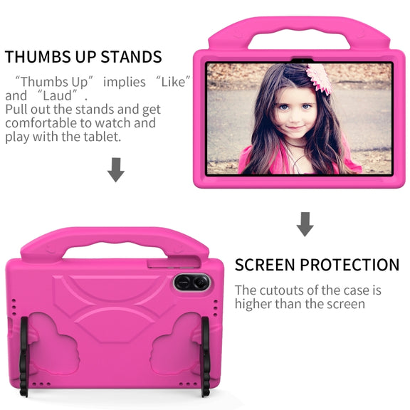 For Honor Pad X9 Children EVA Shockproof Tablet Case with Thumb Bracket(RoseRed)