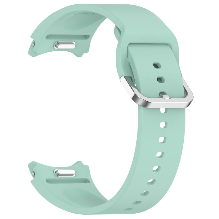 For Samsung Galaxy Watch FE 40mm Solid Color Silver Buckle Quick Release Silicone Watch Band(Light Green)