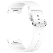 For Samsung Galaxy Watch FE 40mm Solid Color Silver Buckle Quick Release Silicone Watch Band(White)