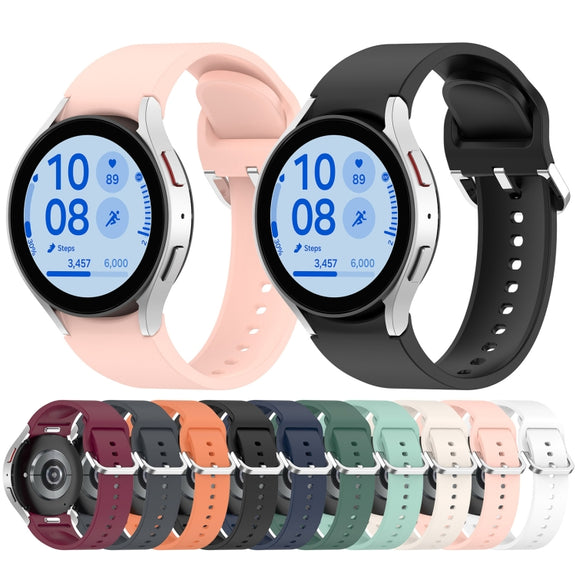 For Samsung Galaxy Watch7 40 / 44mm Solid Color Silver Buckle Quick Release Silicone Watch Band(Gray)