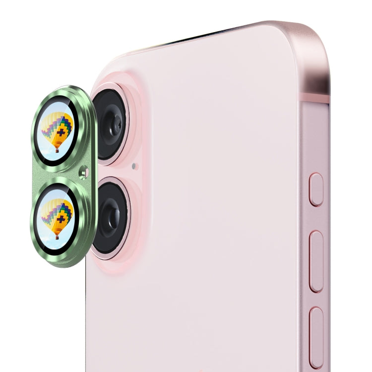 For iPhone 16 / 16 Plus ENKAY Anti-reflection Camera Lens Aluminium Alloy Tempered Glass Film(Green)