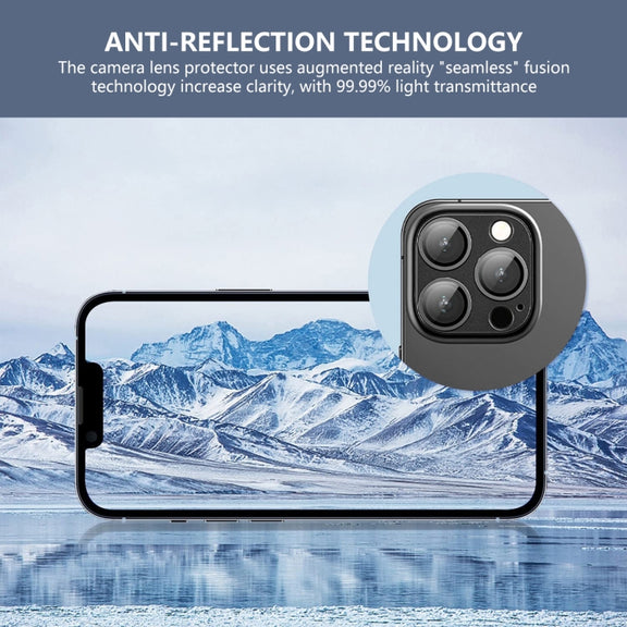 For iPhone 16 / 16 Plus ENKAY Anti-reflection Camera Lens Aluminium Alloy Tempered Glass Film(Black)