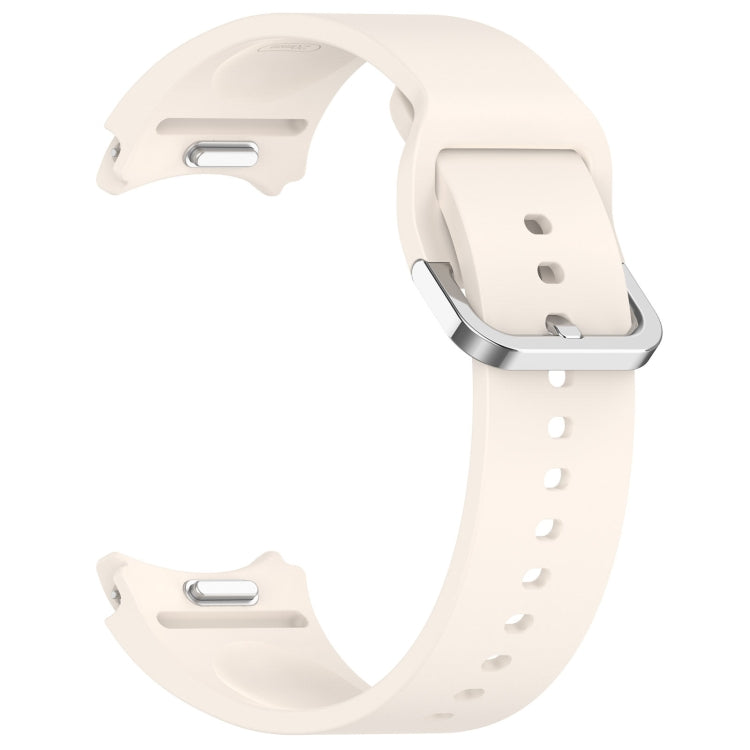 For Samsung Galaxy Watch 6 Classic 47mm Solid Color Silver Buckle Quick Release Silicone Watch Band(Starlight)
