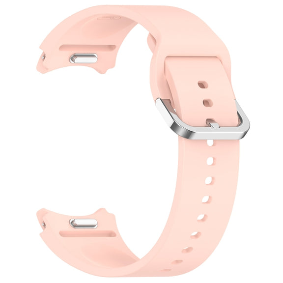 For Samsung Galaxy Watch 6 44mm Solid Color Silver Buckle Quick Release Silicone Watch Band(Pink)