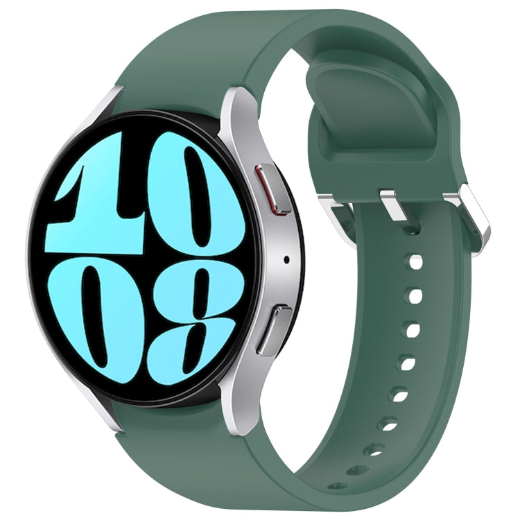 For Samsung Galaxy Watch 6 40mm Solid Color Silver Buckle Quick Release Silicone Watch Band(Green)