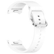 For Samsung Galaxy Watch 6 Classic 43mm Solid Color Silver Buckle Quick Release Silicone Watch Band(White)