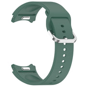 For Samsung Galaxy watch 5 Golf Edition Solid Color Silver Buckle Quick Release Silicone Watch Band(Green)