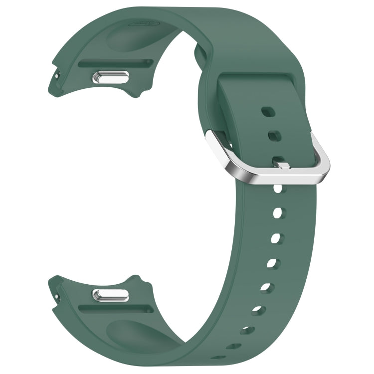 For Samsung Galaxy Watch 5  44mm Solid Color Silver Buckle Quick Release Silicone Watch Band(Green)