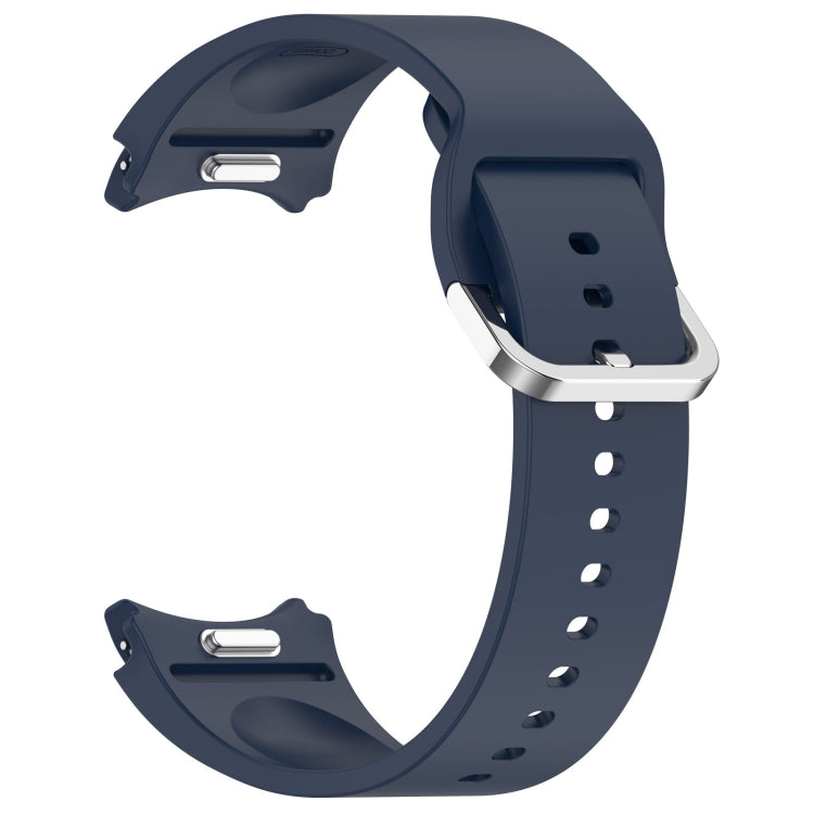 For Samsung Galaxy Watch 5  44mm Solid Color Silver Buckle Quick Release Silicone Watch Band(Midnight Blue)