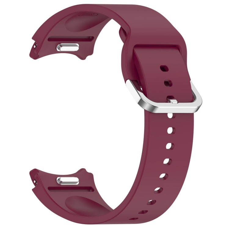 For Samsung Galaxy Watch 5  40mm Solid Color Silver Buckle Quick Release Silicone Watch Band(Wine Red)