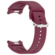 For Samsung Galaxy Watch 4 44mm Solid Color Silver Buckle Quick Release Silicone Watch Band(Wine Red)