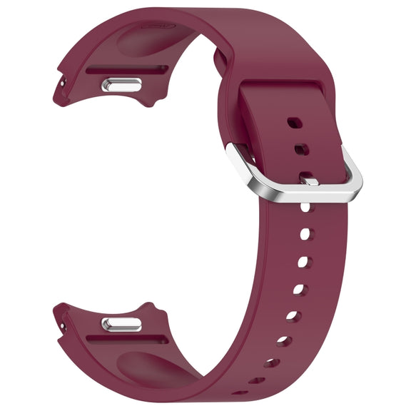 For Samsung Galaxy Watch 4 40mm Solid Color Silver Buckle Quick Release Silicone Watch Band(Wine Red)