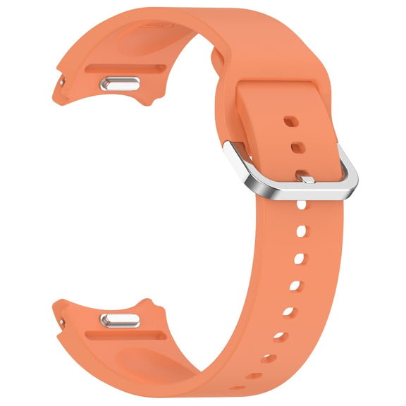 For Samsung Galaxy Watch 7 40mm Solid Color Silver Buckle Quick Release Silicone Watch Band(Orange)