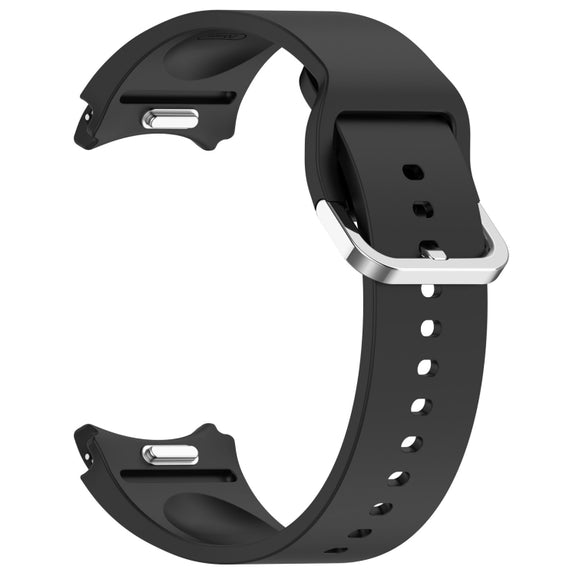 For Samsung Galaxy Watch FE 40mm Solid Color Silver Buckle Quick Release Silicone Watch Band(Black)
