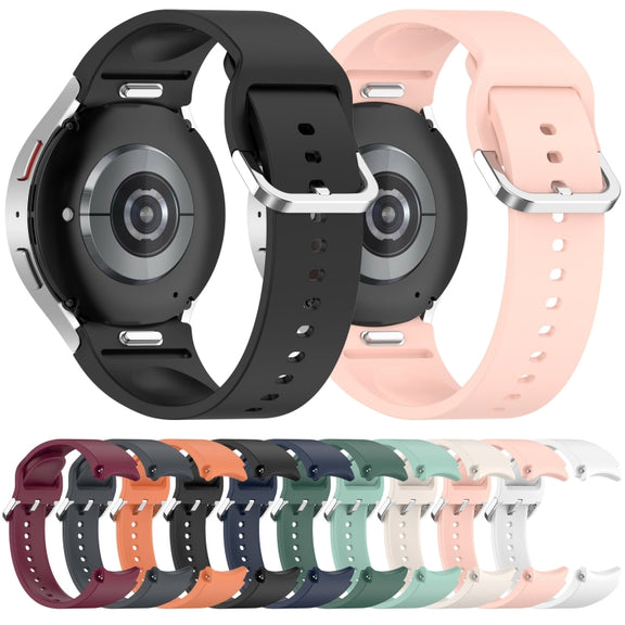 For Samsung Galaxy Watch 6 Classic 43mm Solid Color Silver Buckle Quick Release Silicone Watch Band(Starlight)