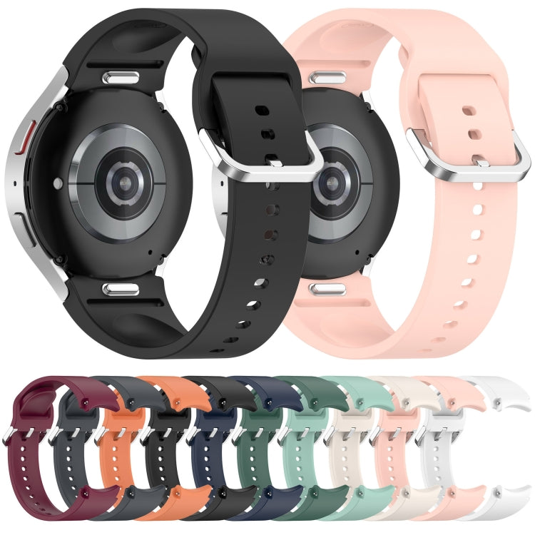 For Samsung Galaxy Watch 6 44mm Solid Color Silver Buckle Quick Release Silicone Watch Band(Green)