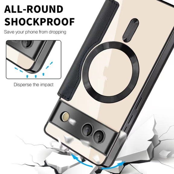 For Google  Pixel 8a Shield Magsafe RFID Anti-theft Rhombus Leather Phone Case(Black)