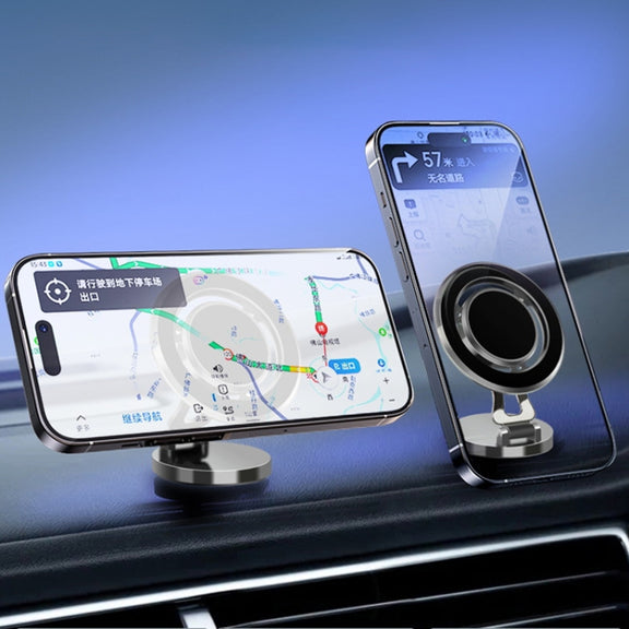 G168 Rotatable Cellphone Stand Car Dashboard Windshield Magnetic Phone Holder(Silver)