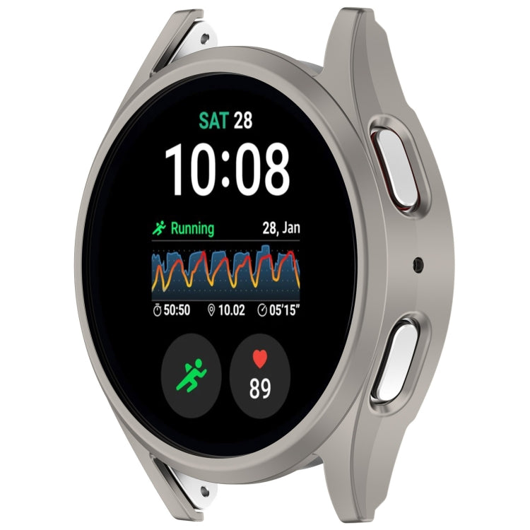 For Sansung Galaxy Watch 7 40mm Half Pack Hollow PC Watch Protective Case(Titanium Steel Color)