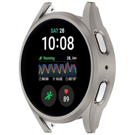 For Sansung Galaxy Watch 7 44mm Half Pack Hollow PC Watch Protective Case(Titanium Steel Color)