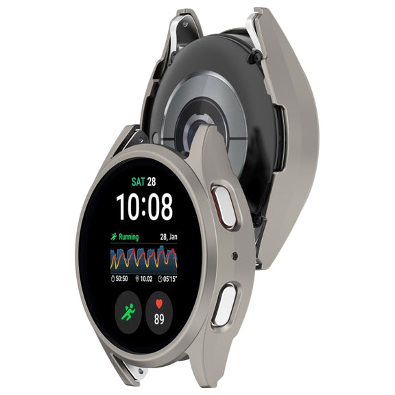 For Sansung Galaxy Watch 7 44mm Half Pack Hollow PC Watch Protective Case(Titanium Steel Color)