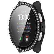 For Samsung Galaxy Watch 7 44mm Single Row Diamond PC + Tempered Film Integrated Watch Protective Case(Black)
