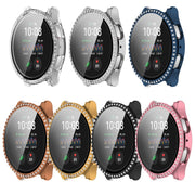 For Samsung Galaxy Watch 7 40mm Single Row Diamond PC + Tempered Film Integrated Watch Protective Case(Black)
