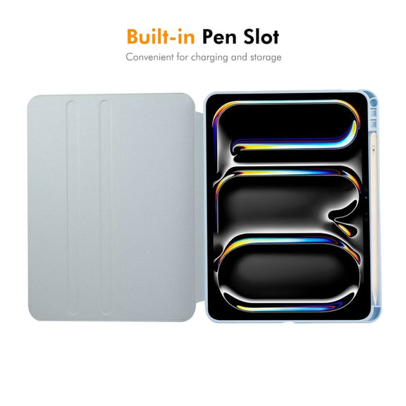 For iPad Pro 13 2024 ENKAY 360 Rotation PMMA Leather Smart Tablet Case with Pen Slot(Blue)