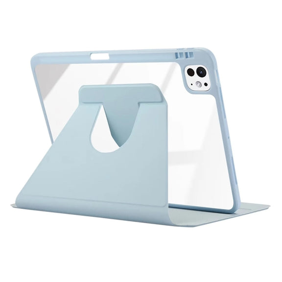 For iPad Pro 13 2024 ENKAY 360 Rotation PMMA Leather Smart Tablet Case with Pen Slot(Grey)