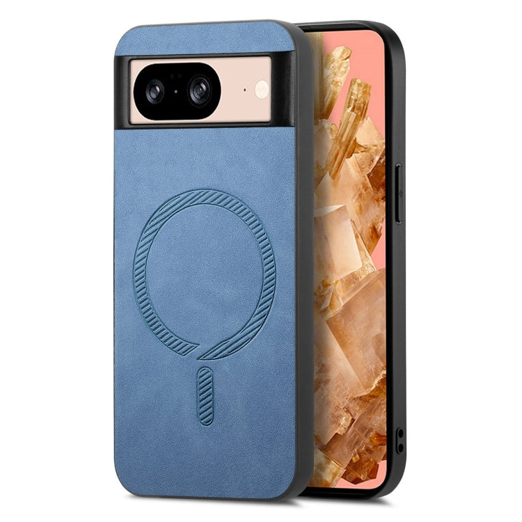 For Google Pixel 9 / 9 Pro Retro Magsafe Magnetic PU Back Cover Phone Case(Blue)