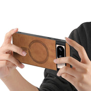 For Google Pixel 9 / 9 Pro Retro Magsafe Magnetic PU Back Cover Phone Case(Brown)