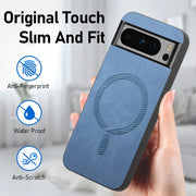 For Google Pixel 9 Pro XL Retro Magsafe Magnetic PU Back Cover Phone Case(Black)