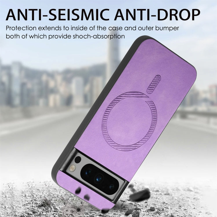 For Google Pixel 9 Pro XL Retro Magsafe Magnetic PU Back Cover Phone Case(Purple)