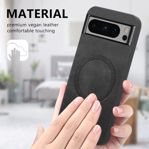 For Google Pixel 9 Pro XL Retro Magsafe Magnetic PU Back Cover Phone Case(Brown)