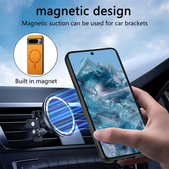 For Google Pixel 9 / 9 Pro Retro Magsafe Magnetic PU Back Cover Phone Case(Blue)