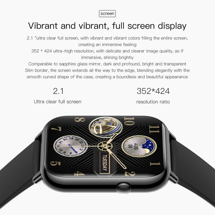 Q19 Max 2.1 inch HD Screen Water-resistant Sports Business Smart Watch(Black)