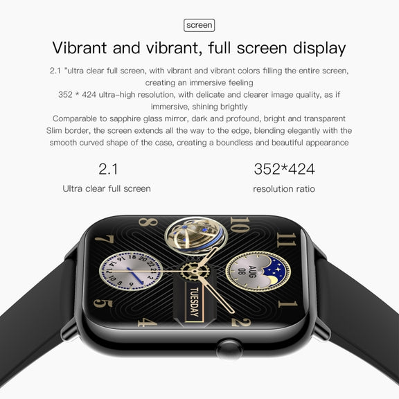 Q19 Max 2.1 inch HD Screen Water-resistant Sports Business Smart Watch(Black)