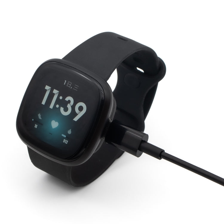 For Fitbit Versa 4 Portable Detachable USB-C / Type-C Interface Smart Watch Magnetic Charger(Black)
