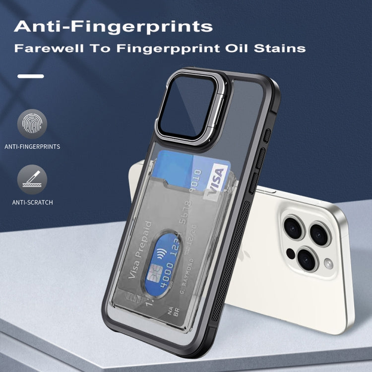 For iPhone 16 Pro Max Card Bag Holder Acrylic Hybrid TPU Phone Case(White)