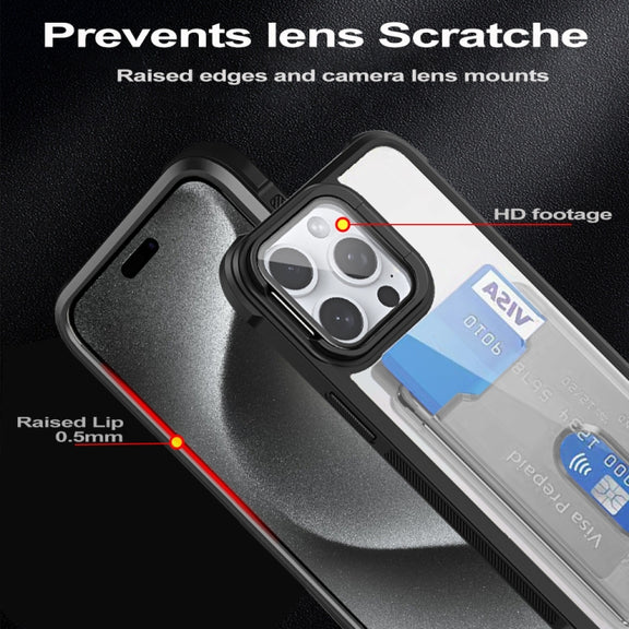 For iPhone 16 Plus Card Bag Holder Acrylic Hybrid TPU Phone Case(Purple)
